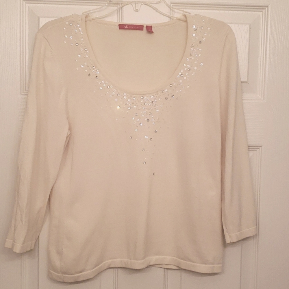 Women's elegant cream top, Anne Klein